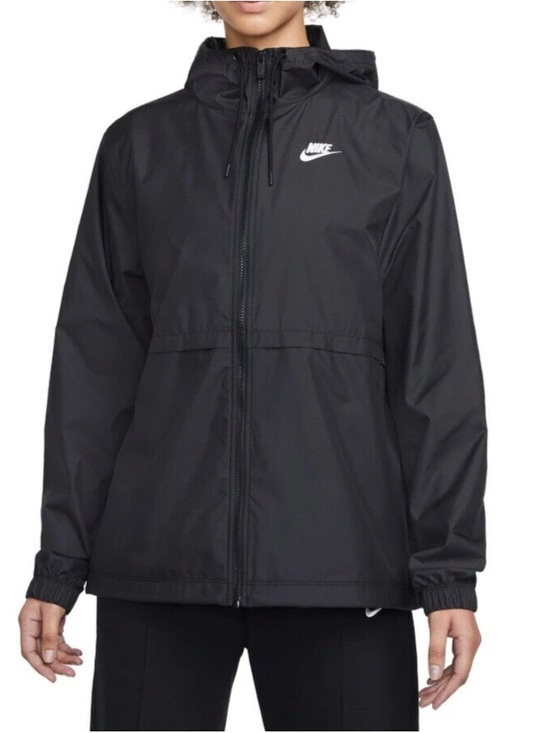 Nike Jackets & Blazers - Nike Black Hooded Windbreaker Jacket with White Swoosh